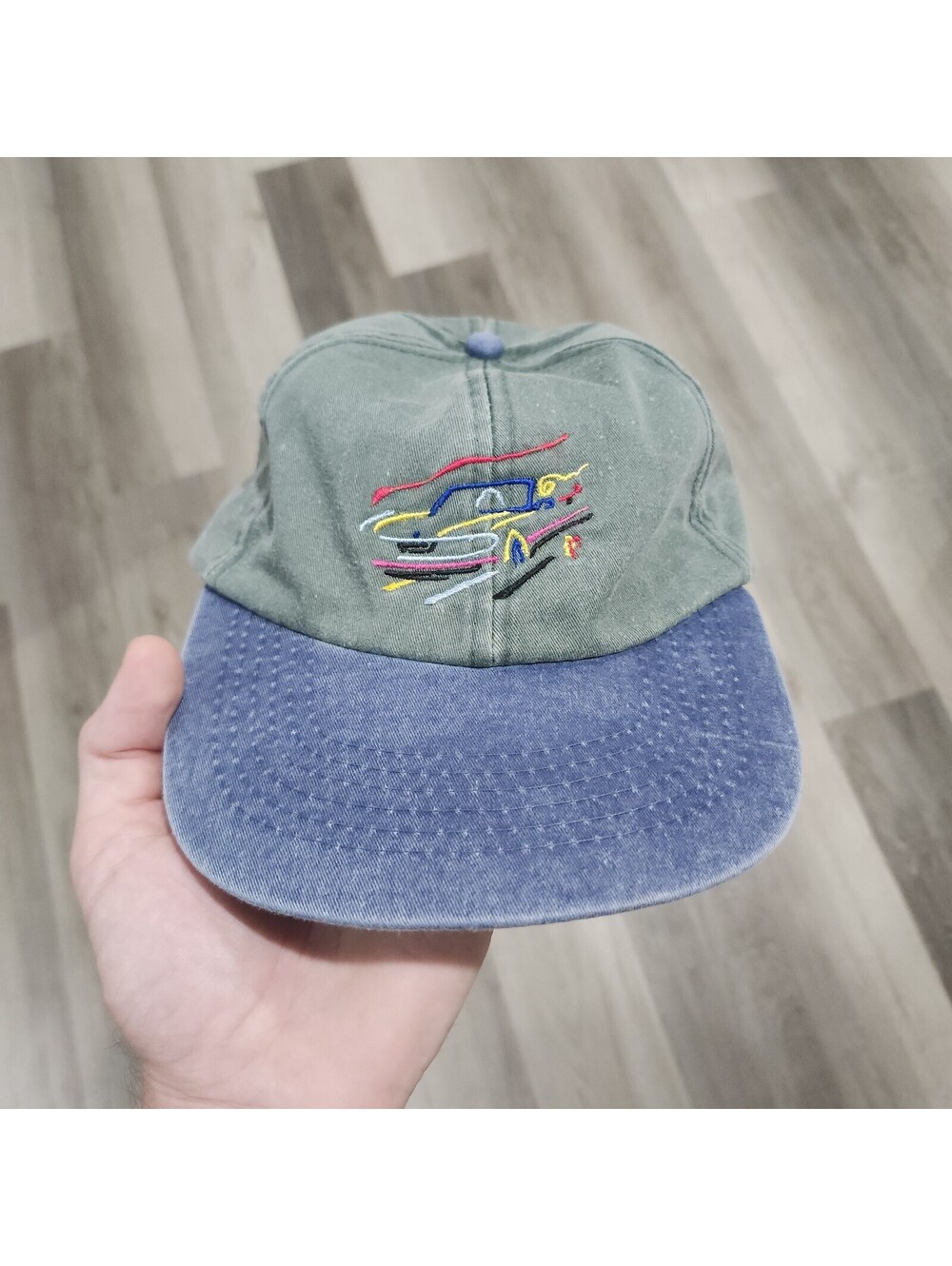 Vintage 90s SAAB Strapback Hat Cap Cars Racing Auto Promo Art Rare